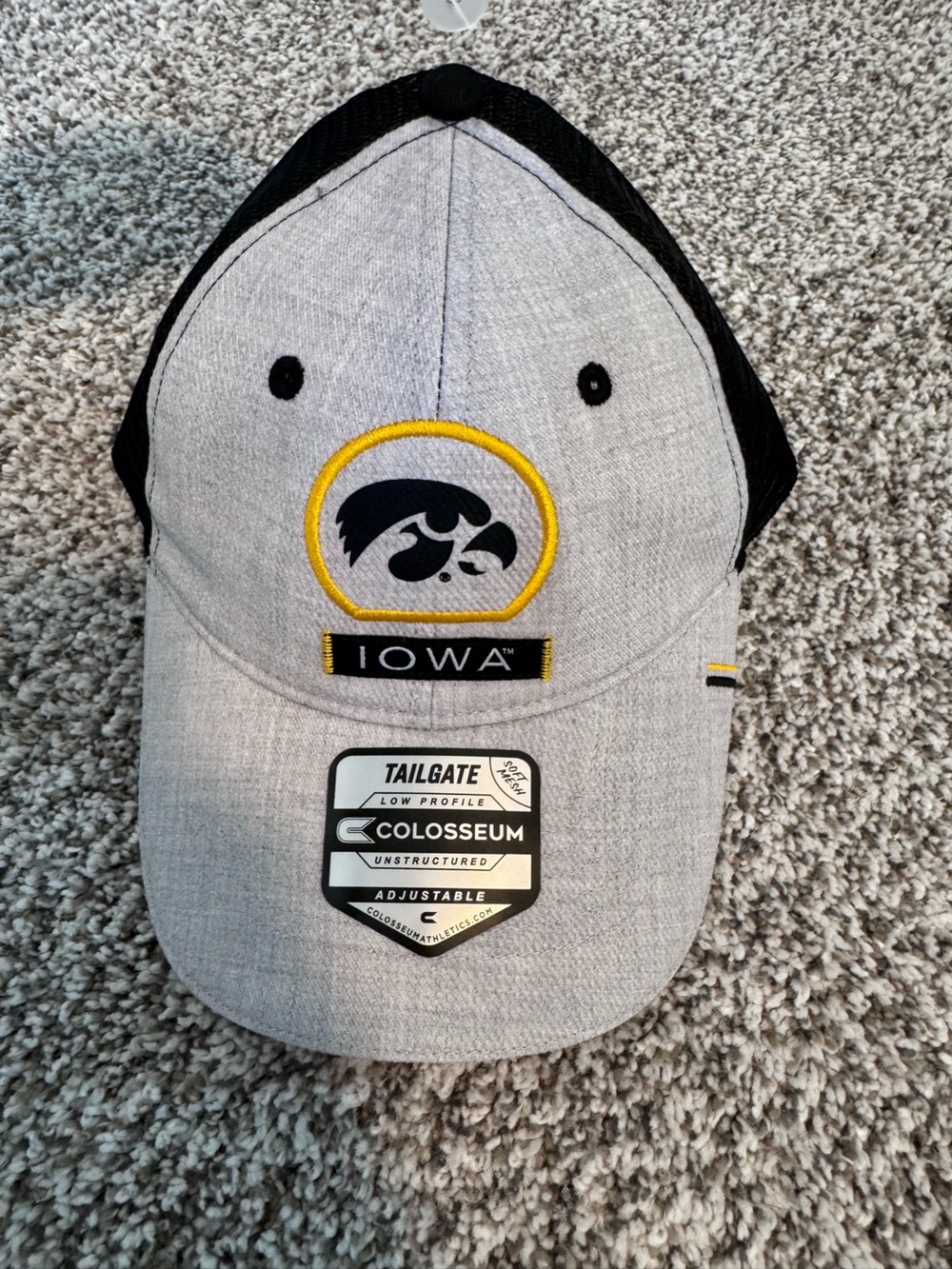 Iowa Hawkeyes Gray & Black Trucker Hat with Yellow Accent